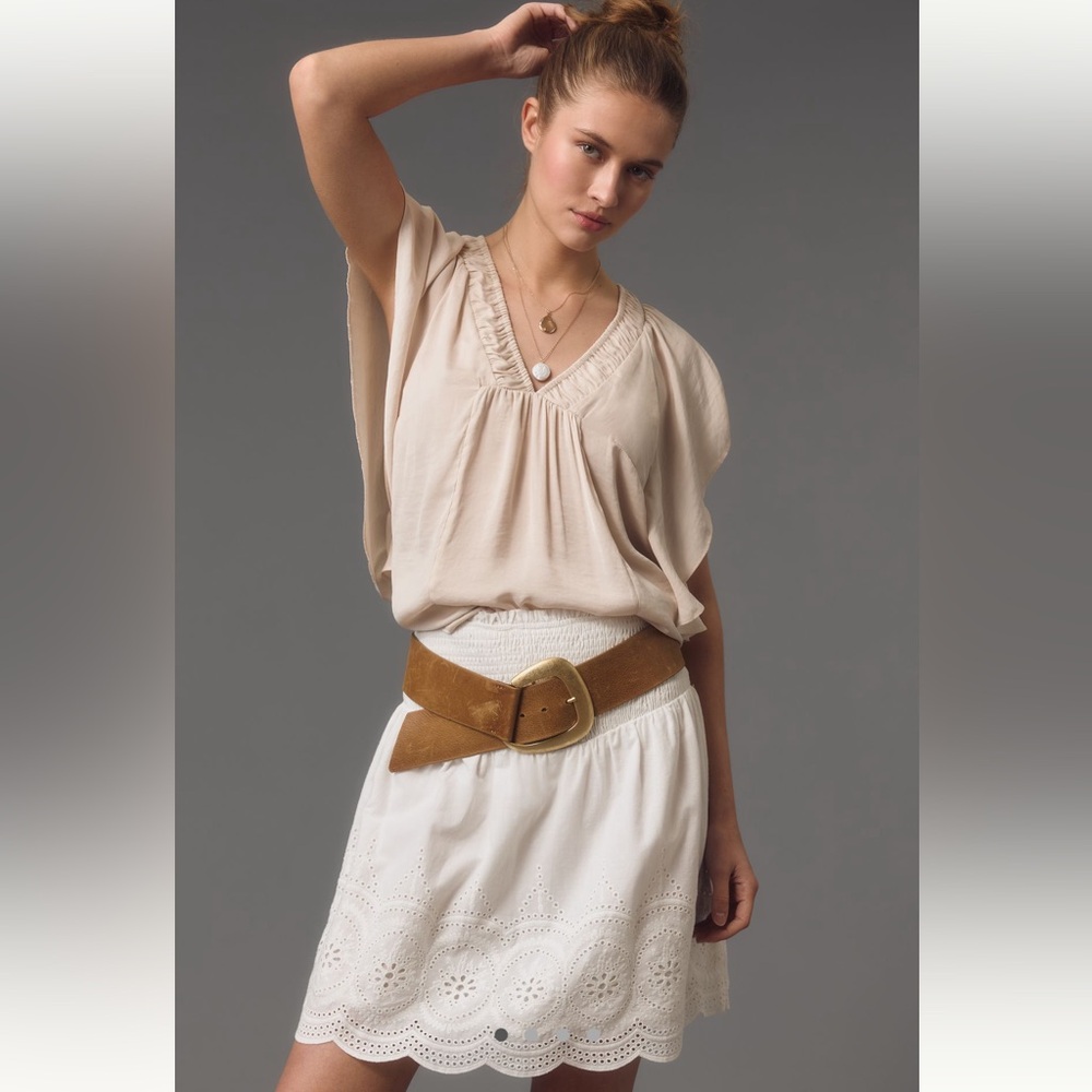 Anthro Flutter Sleeve Top - Picture 2 of 11